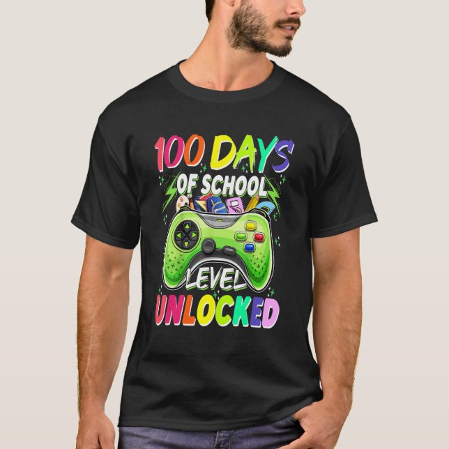 T-shirt 100 Days of School Level Unlocked Video Games Game (Devant)