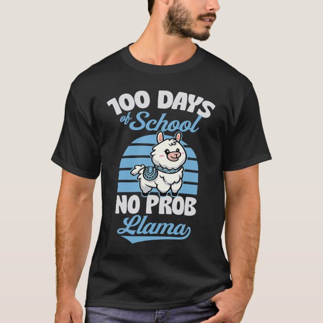 T-shirt 100 Days Of School No Prob Llama Cute Animal  Joke (Devant)
