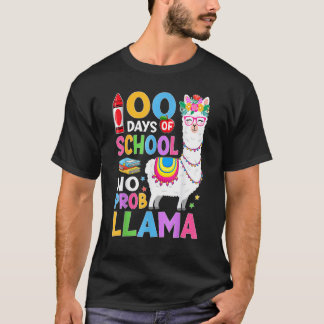 T-shirt 100 Days of School No Probllama 100th Day Girls St