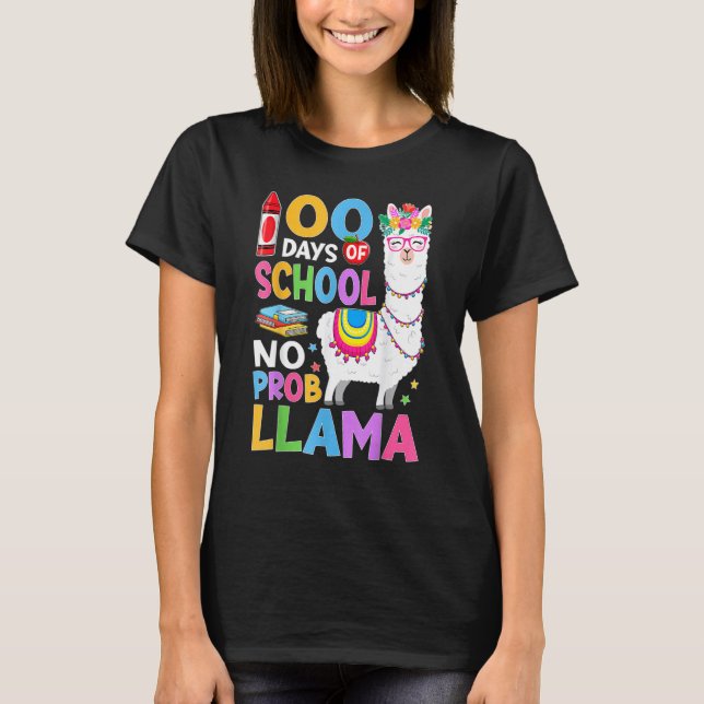 T-shirt 100 Days of School No Probllama 100th Day Girls St (Devant)