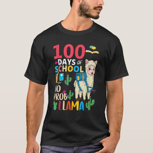 T-shirt 100 Days Of School No Probllama Llama 6th Grade Te (Devant)