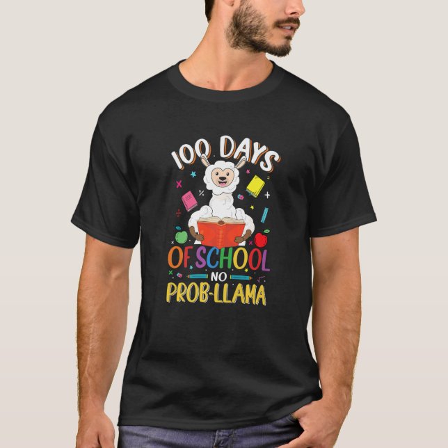 T-shirt 100 Days of School No Probllama Llama Teachers Stu (Devant)
