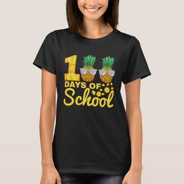 T-shirt 100 days of School Pineapple  Food Fruit  Tea (Devant)