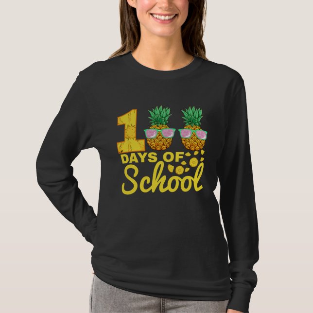 T-shirt 100 days of School Pineapple  Food Fruit  Tea (Devant)