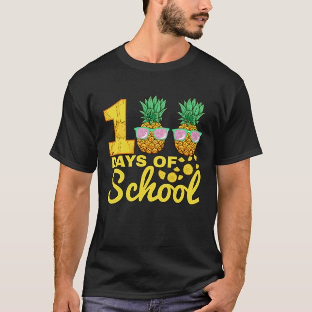 T-shirt 100 days of School Pineapple  Food Fruit  Tea (Devant)