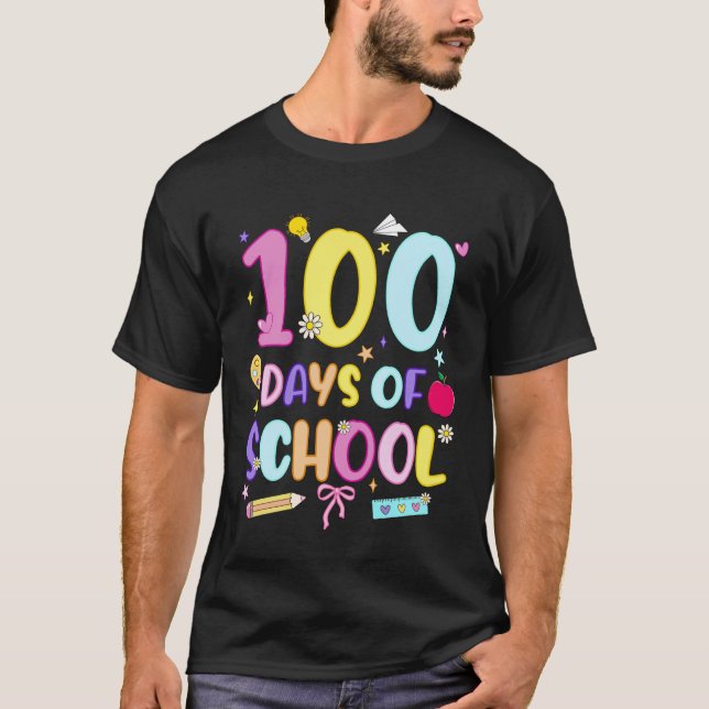 T-shirt 100 Days of School Preppy 100th Day of School Girl (Devant)