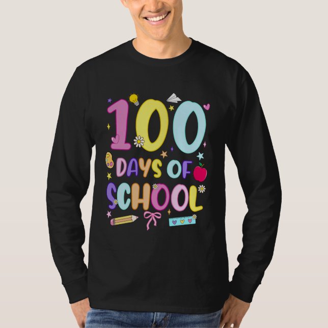T-shirt 100 Days of School Preppy 100th Day of School Girl (Devant)