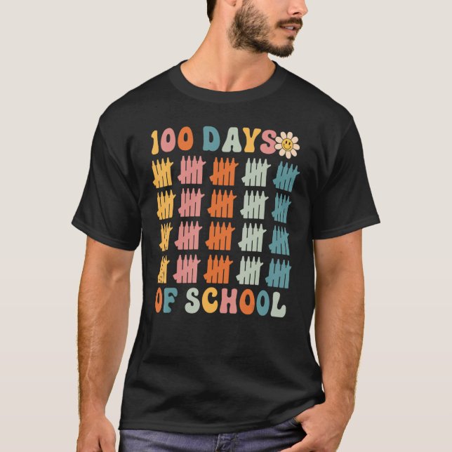 T-shirt 100 Days of School Retro Happy 100th Day (Devant)