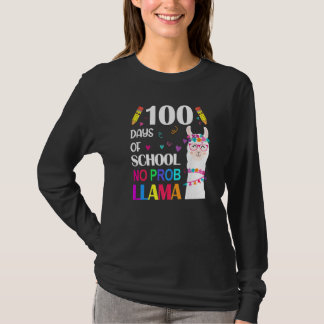 T-shirt 100 Days of School Shirt No Probllama Llama 100th 