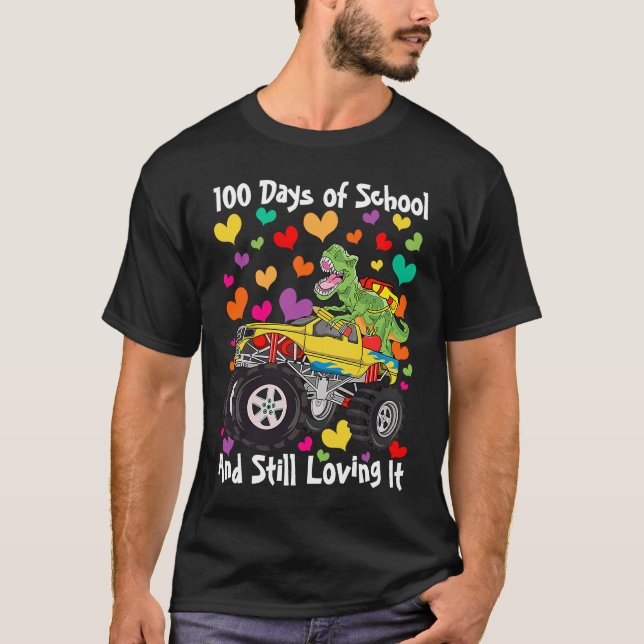 T-shirt 100 Days of School & Still Loving It Dinosaur Mons (Devant)