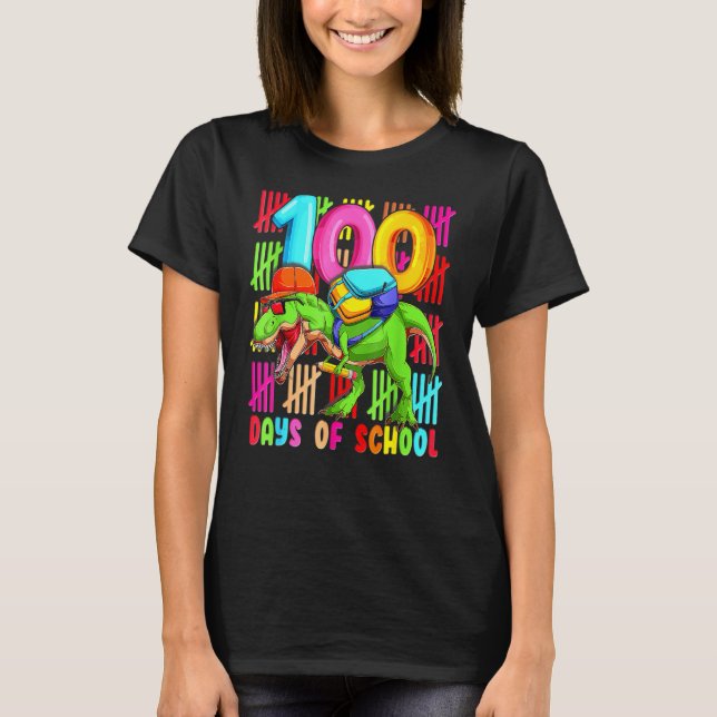 T-shirt 100 Days Of School T REX 100th Day Dinosaur Gift K (Devant)