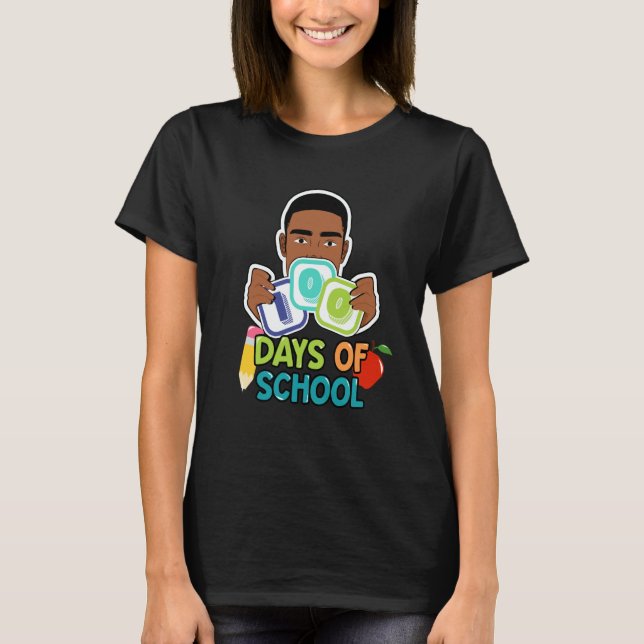 T-shirt 100 Days Of School Teacher African American Black  (Devant)