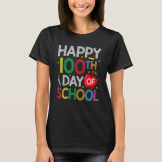 T-shirt 100 Days Of School Teacher and Kids Happy 100th Da