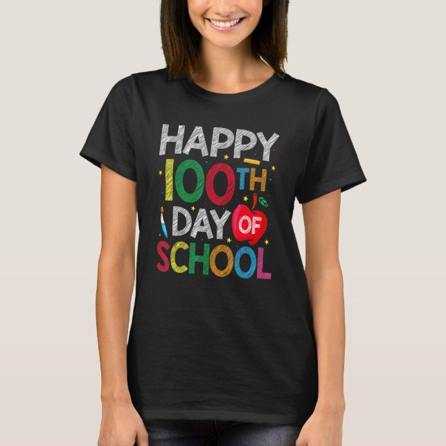 T-shirt 100 Days Of School Teacher and Kids Happy 100th Da (Devant)