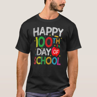 T-shirt 100 Days Of School Teacher And Kids Happy 100th Da
