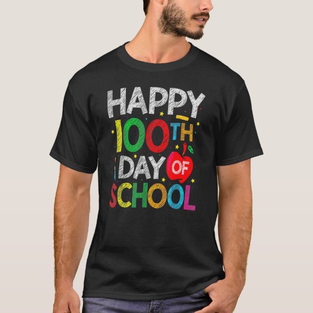 T-shirt 100 Days Of School Teacher And Kids Happy 100th Da (Devant)