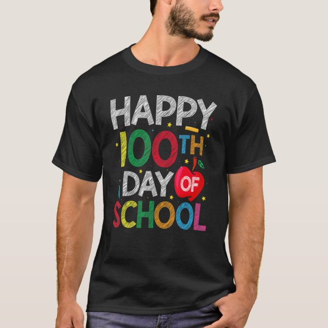 T-shirt 100 Days Of School Teacher and Kids Happy 100th Da (Devant)