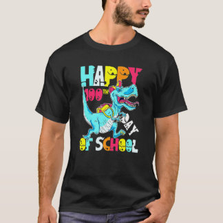 T-shirt 100 Days Of School Teacher And Student Trex Dinosa
