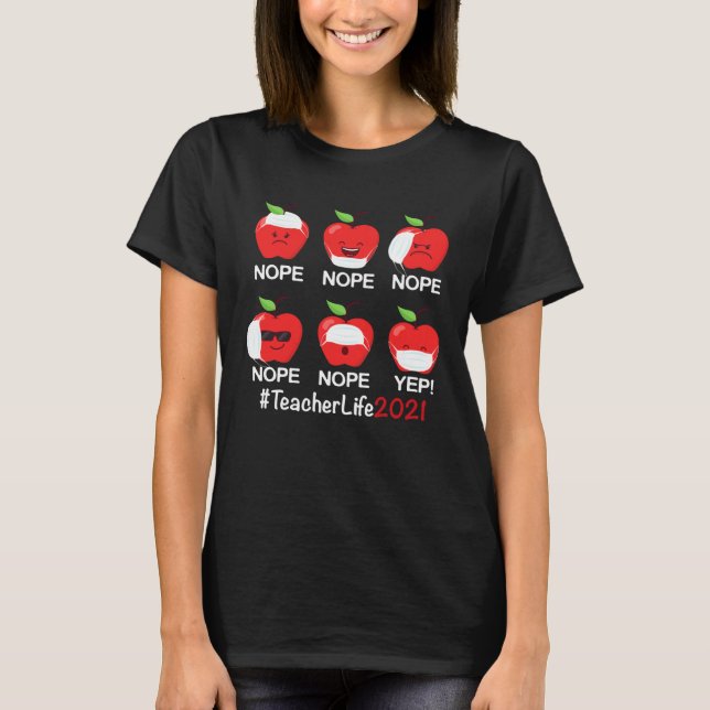 T-shirt 100 Days of School Teacher  Apple Wearing Mask Wro (Devant)