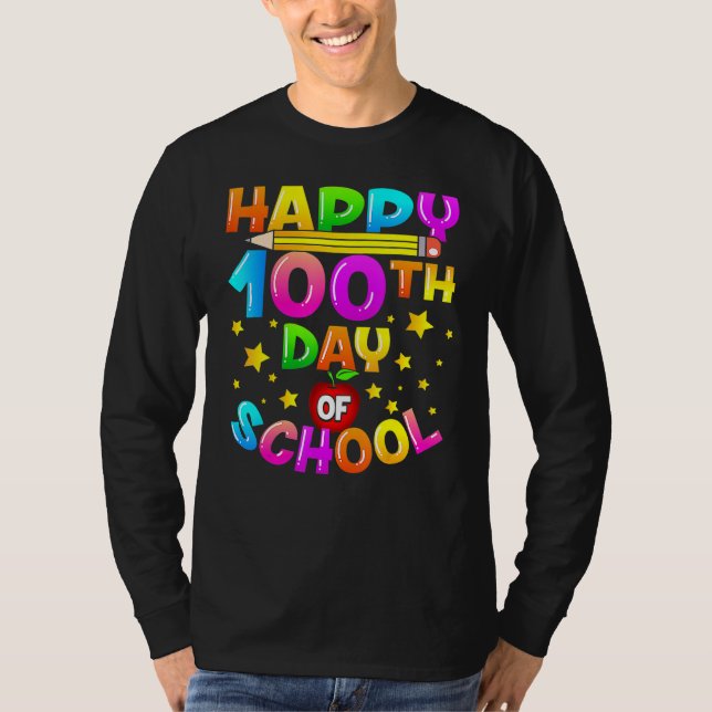 T-shirt 100 Days Of School Teacher Student Happy 100th Day (Devant)
