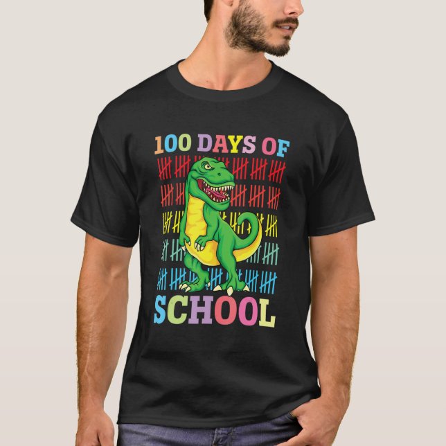 T-shirt 100 Days Of School Trex 100 Days Smarter 100th Day (Devant)