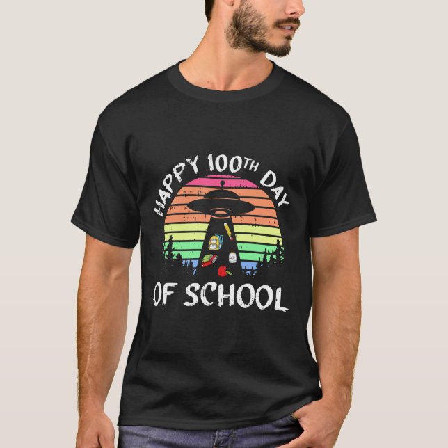 T-shirt 100 Days Of School UFO Alien Abductiion (Devant)