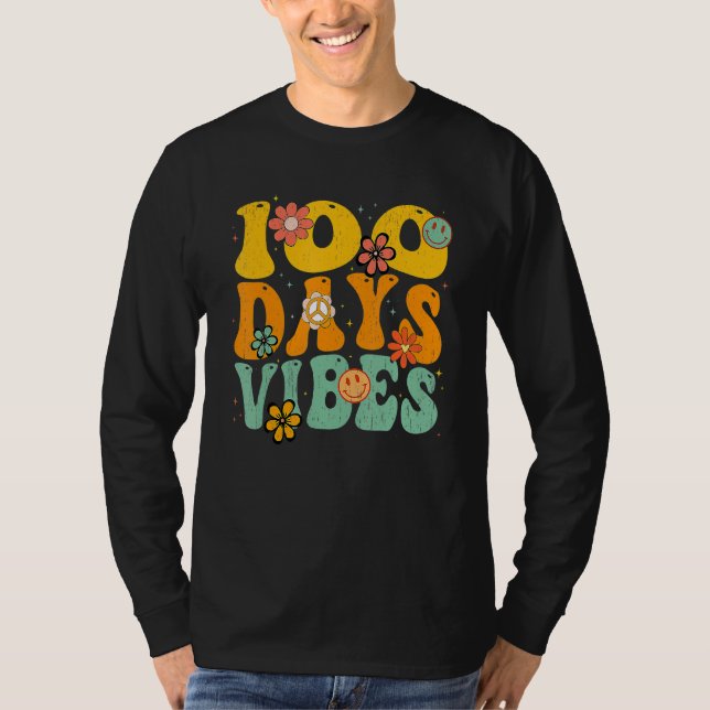T-shirt 100 Days Of School Vibes 100th Day Of School Retro (Devant)