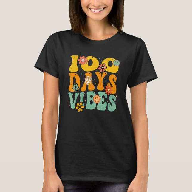 T-shirt 100 Days Of School Vibes 100th Day Of School Retro (Devant)