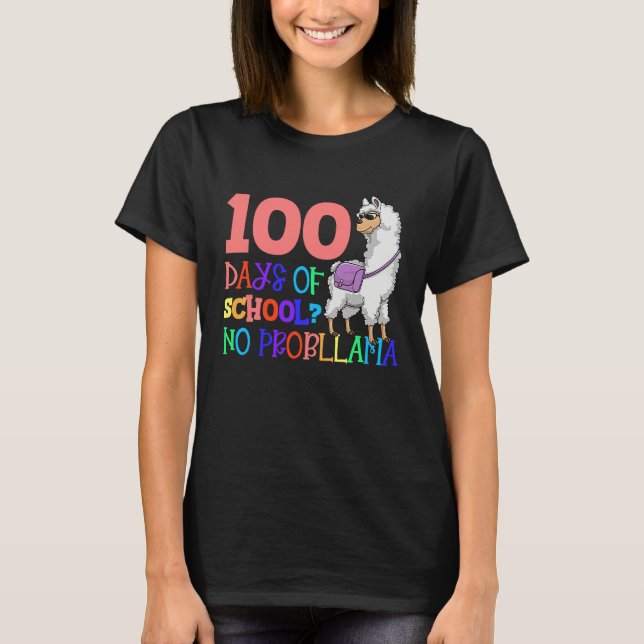 T-shirt 100 Days School No Sample Llama Teacher Or Student (Devant)