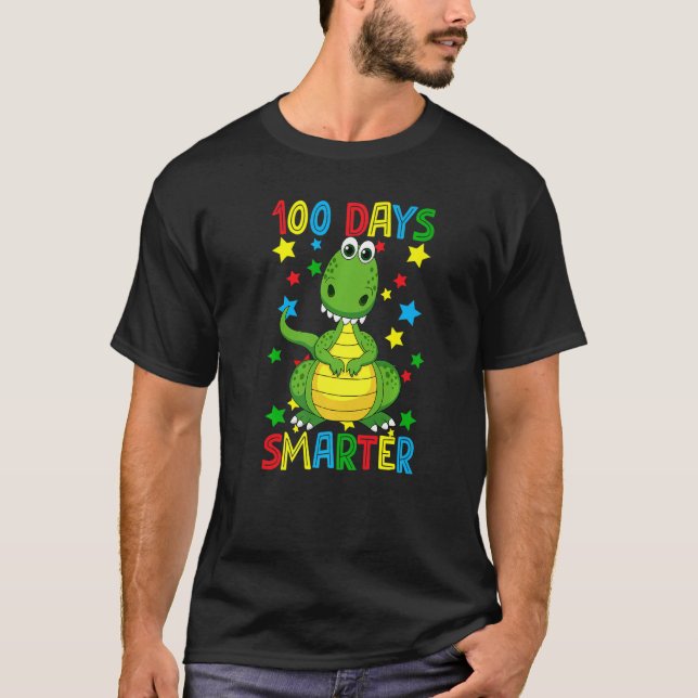 T-shirt 100 Days Smarter 100th Day Of School Cute Dinosaur (Devant)