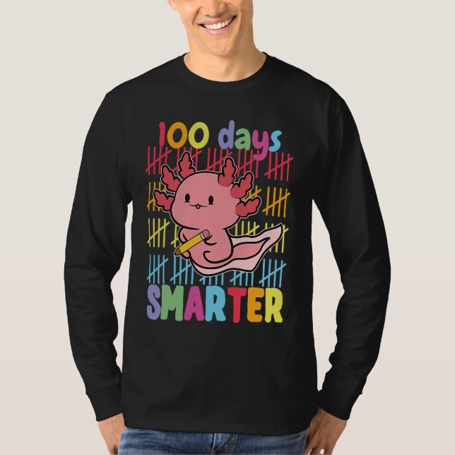 T-shirt 100 Days Smarter Axolotl 100th Day Of School Girls (Devant)