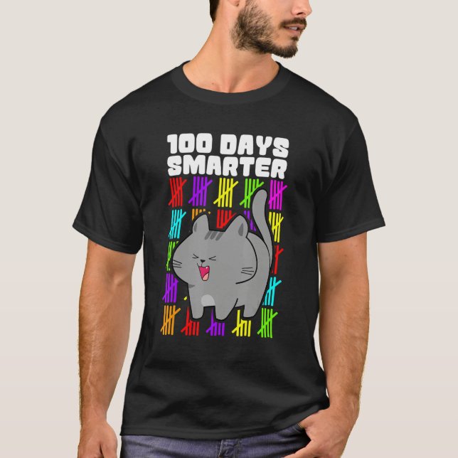 T-shirt 100 Days Smarter Cat Shirts, Boys Girls 100th Day  (Devant)