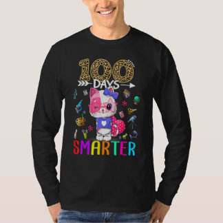 T-shirt 100 Days Smarter Cute Cat Girl Kid Happy 100th Day