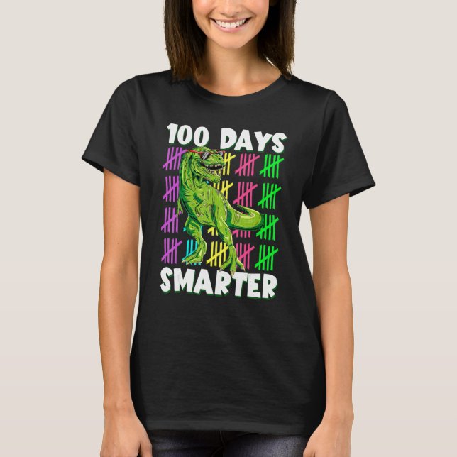 T-shirt 100 Days Smarter Dino Dinosaur rex 100 Days of Sch (Devant)