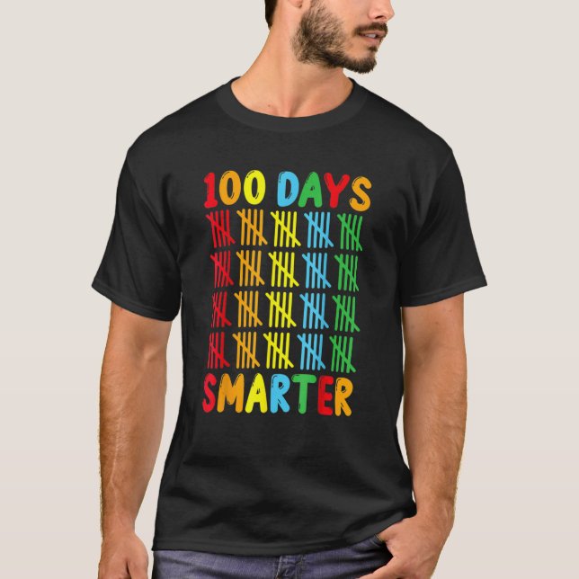 T-shirt 100 Days Smarter Funny Tally Teacher And Students  (Devant)