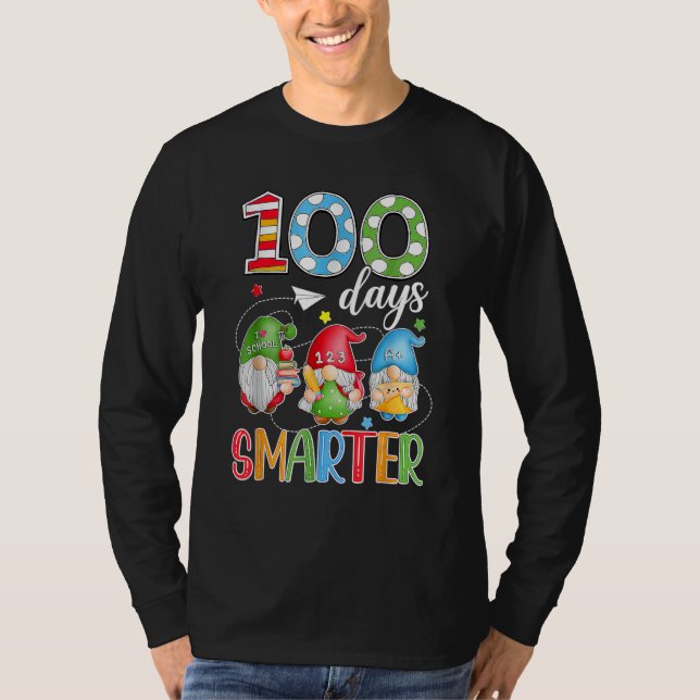T-shirt 100 Days Smarter Gnome 100th Day Of School Men Kid (Devant)