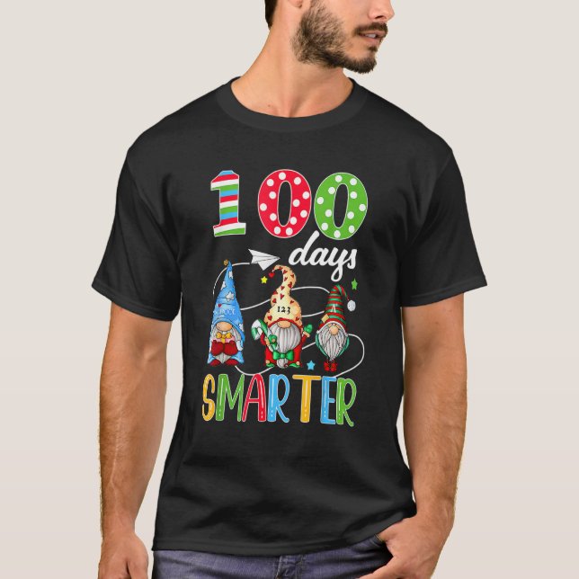 T-shirt 100 Days Smarter Gnome 100th Day Of School Men Kid (Devant)