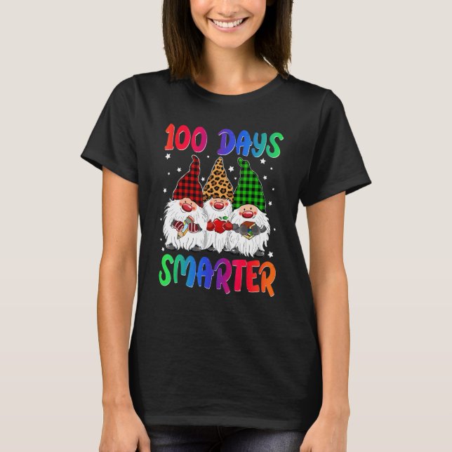 T-shirt 100 Days Smarter Gnome Teacher Kids 100th Day Of S (Devant)