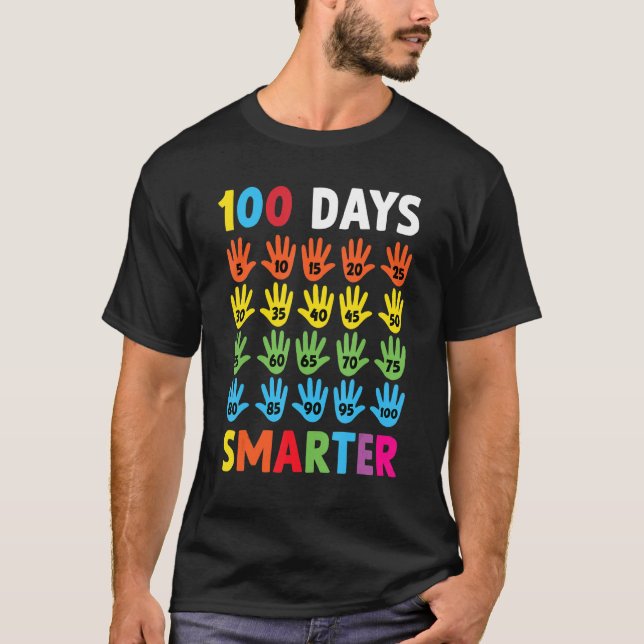 T-shirt 100 Days Smarter Hands Happy 100 Days Of School Bo (Devant)
