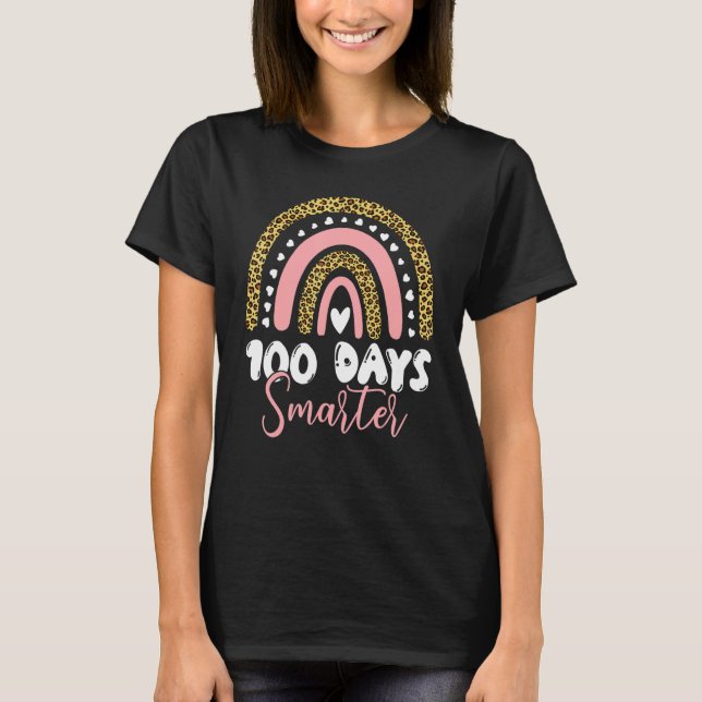 T-shirt 100 Days Smarter Happy 100th Day Of School Rainbow (Devant)