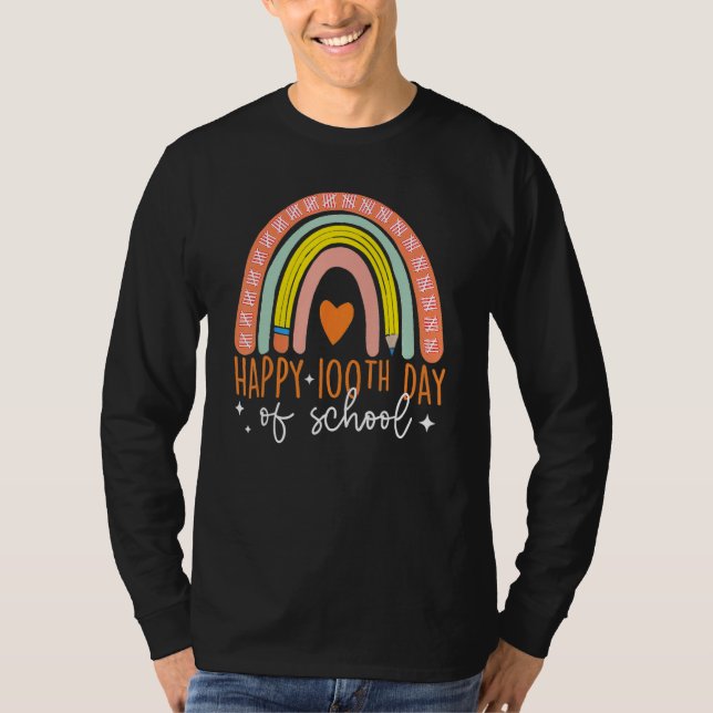 T-shirt 100 Days Smarter Happy 100th Day Of School Rainbow (Devant)
