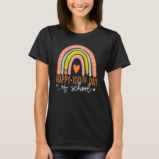 T-shirt 100 Days Smarter Happy 100th Day Of School Rainbow (Devant)