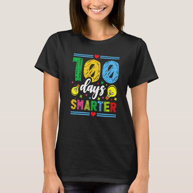 T-shirt 100 Days Smarter Kids 100th School Holiday Chalk C (Devant)