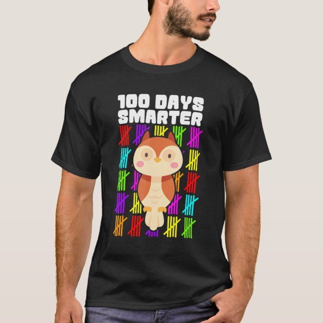 T-shirt 100 Days Smarter Owl Shirts, Boys Girls 100th Day  (Devant)