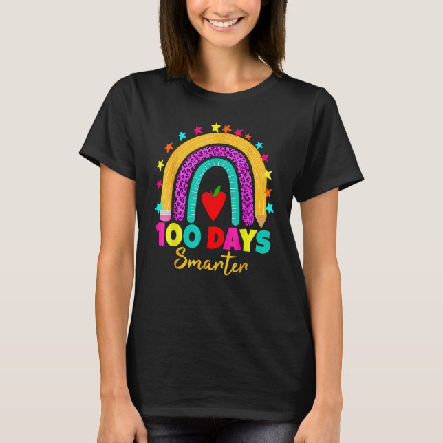 T-shirt 100 Days Smarter Teacher 100th Day Of School Rainb (Devant)
