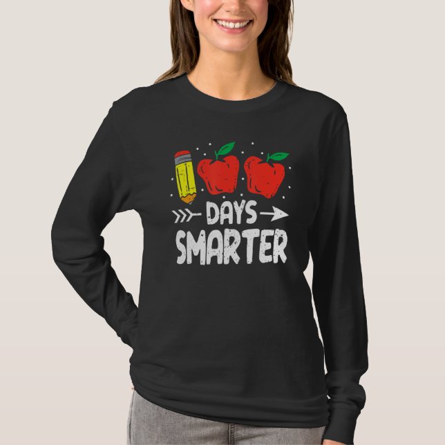 T-shirt 100 days Smarter Teacher leopard Happy 100th day O (Devant)