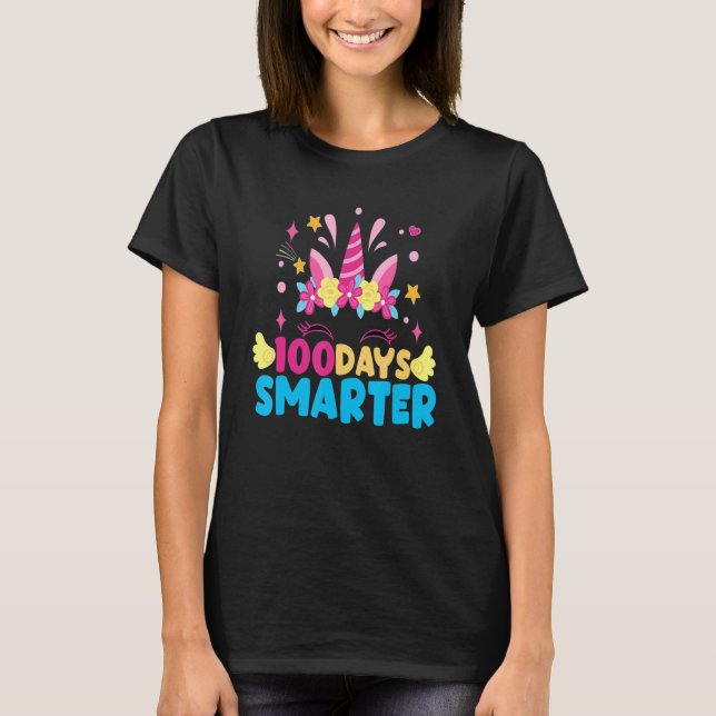T-shirt 100 Days Smarter Unicorn Girls Teacher 100th Day O (Devant)