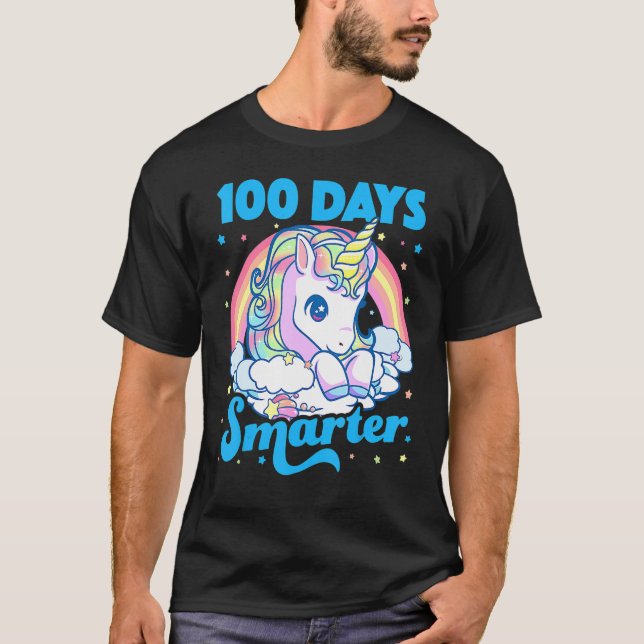 T-shirt 100 Days Smarter Unicorn Girls Teacher 100th Day O (Devant)