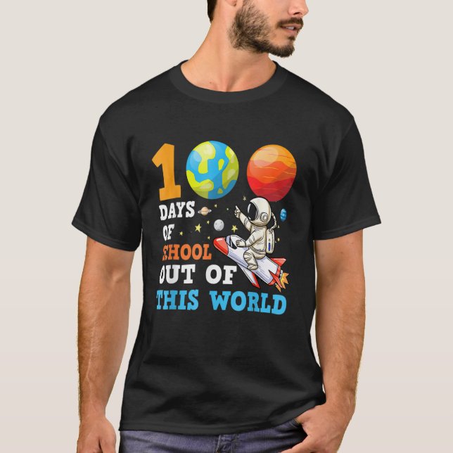 T-shirt 100 Days Space Teacher Boys Happy 100th Day Of Sch (Devant)