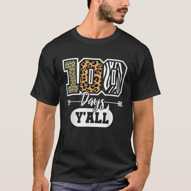 T-shirt 100 Days Y All 100 Days Of School Jungle Teacher K (Devant)